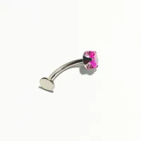 Banana Bell em Titânio FLOATING 1.6mm com Pedra Zircônia Pink TIT17