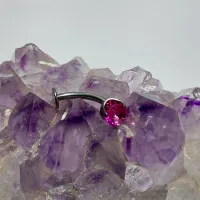 Banana Bell em Titânio FLOATING 1.6mm com Pedra Zircônia Pink TIT17 - Foto 2