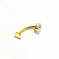 Banana FLOATING em TITÂNIO PVD GOLD com Pedras Branca ( UMBIGO) 552 - Foto 2