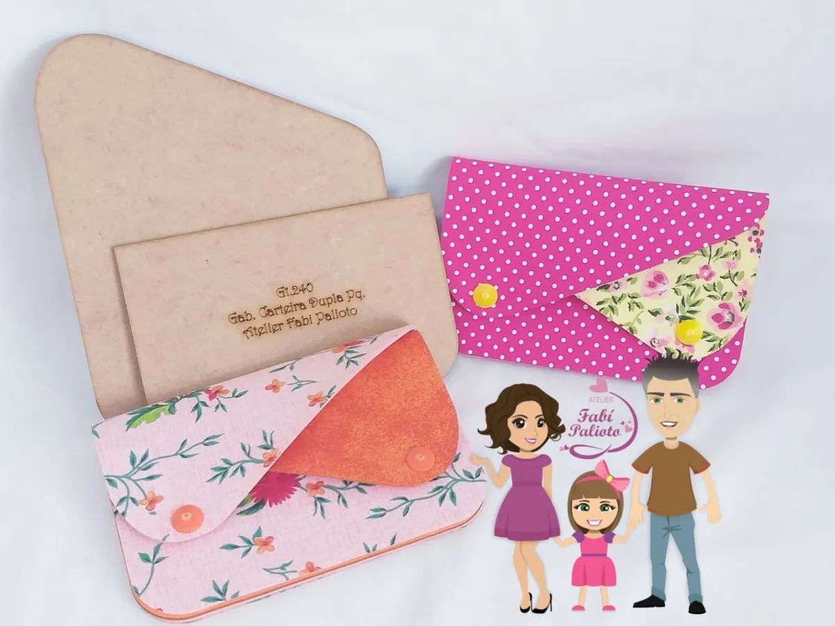 G1.240 Gabarito de Moldes  em MDF Carteira Dupla Pq. Imagem