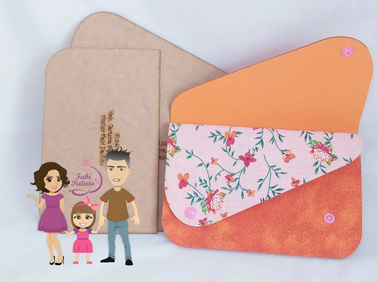 G1.241 Gabarito de Moldes  em MDF Carteira Dupla Grande Imagem