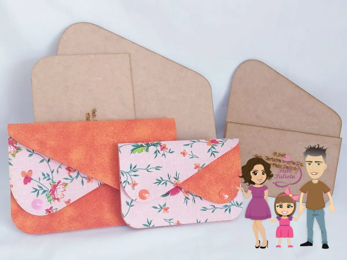 G1.243 Gabarito de Moldes  em MDF Kit Carteira Dupla  - Pequena e Grande