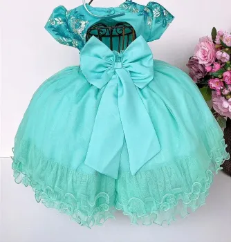 Vestido Festa Verde Tiffany Menina Bonita - Foto 2