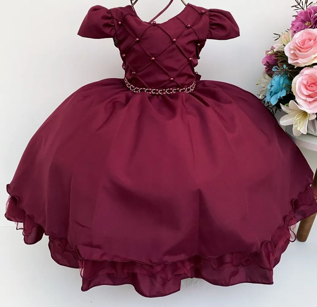 Vestido Festa  Marsala Pérola