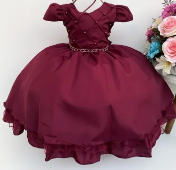 Vestido Festa  Marsala Pérola