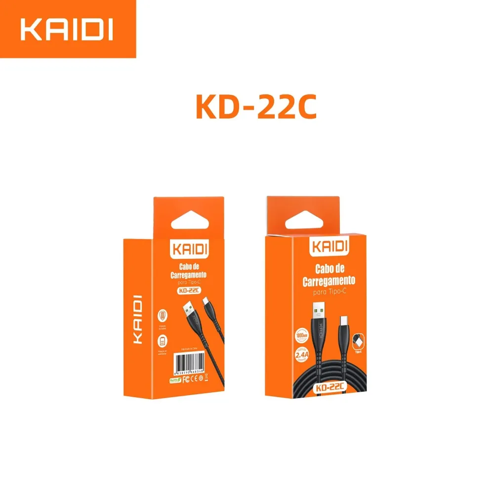Cabo USB para Tipo-C Kaidi KD-22C 100cm