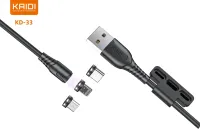 Cabo USB para Micro, Tipo-C e Lightning Kaidi KD-33 100cm - Foto 2