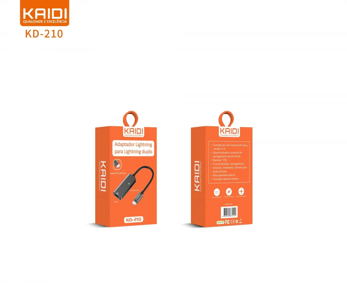 Adaptador Lightning par Lightning Duplo Kaidi KD-210