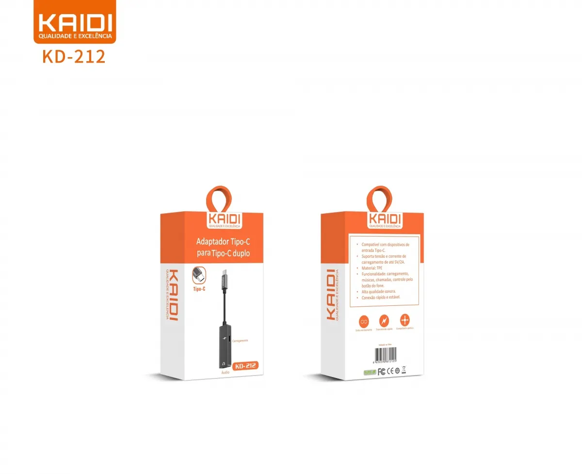 Adaptador Tipo-C para Tipo-C Duplo Kaidi KD-212