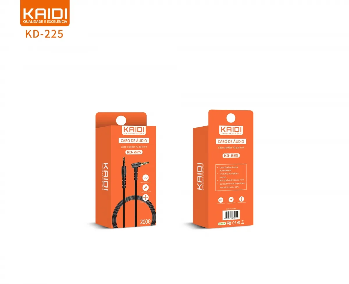 Cabo de Audio P2 para P2 Kaidi KD-225 200cm Imagem