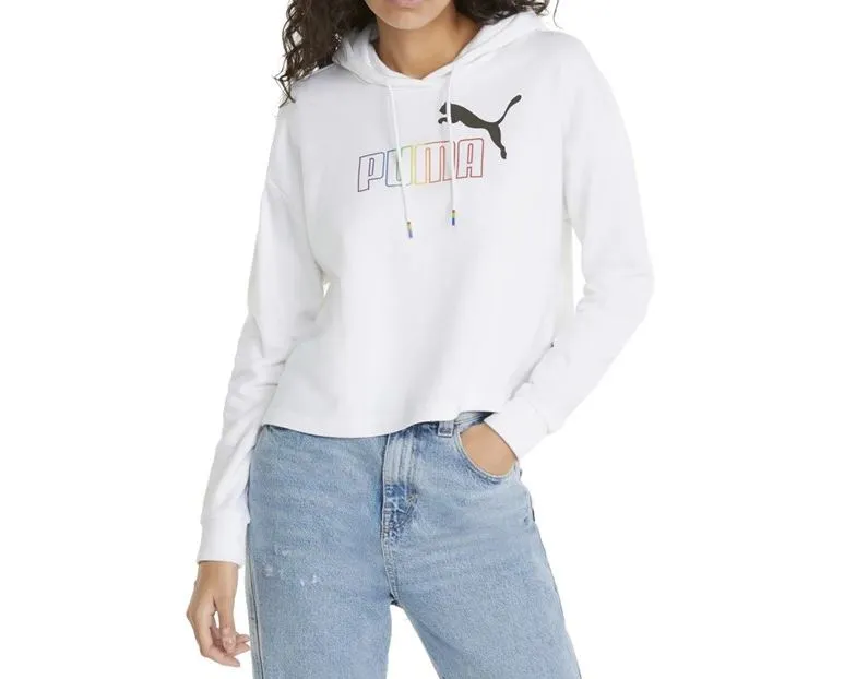 Moletom Cropped Puma Com Capuz Essentials Logo  Feminino