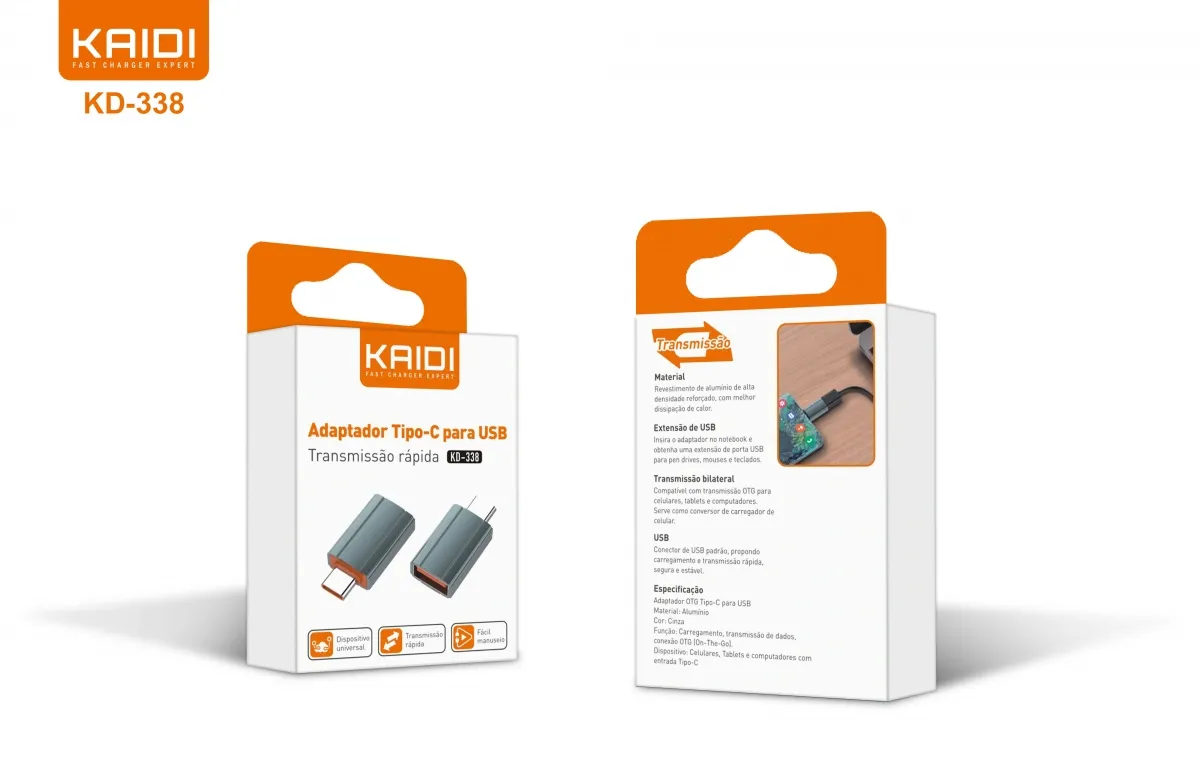 Adaptador Tipo-C para USB Kaidi KD-338