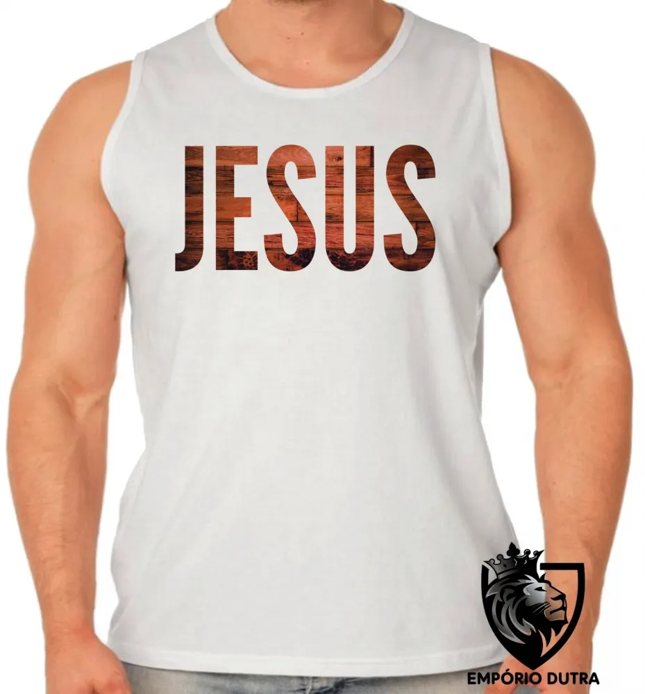 Camiseta Infantil ou Adulto Jesus Cristo madeira Imagem