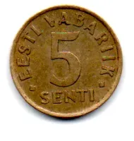 Estônia - 1991 - 5 Senti - Foto 2
