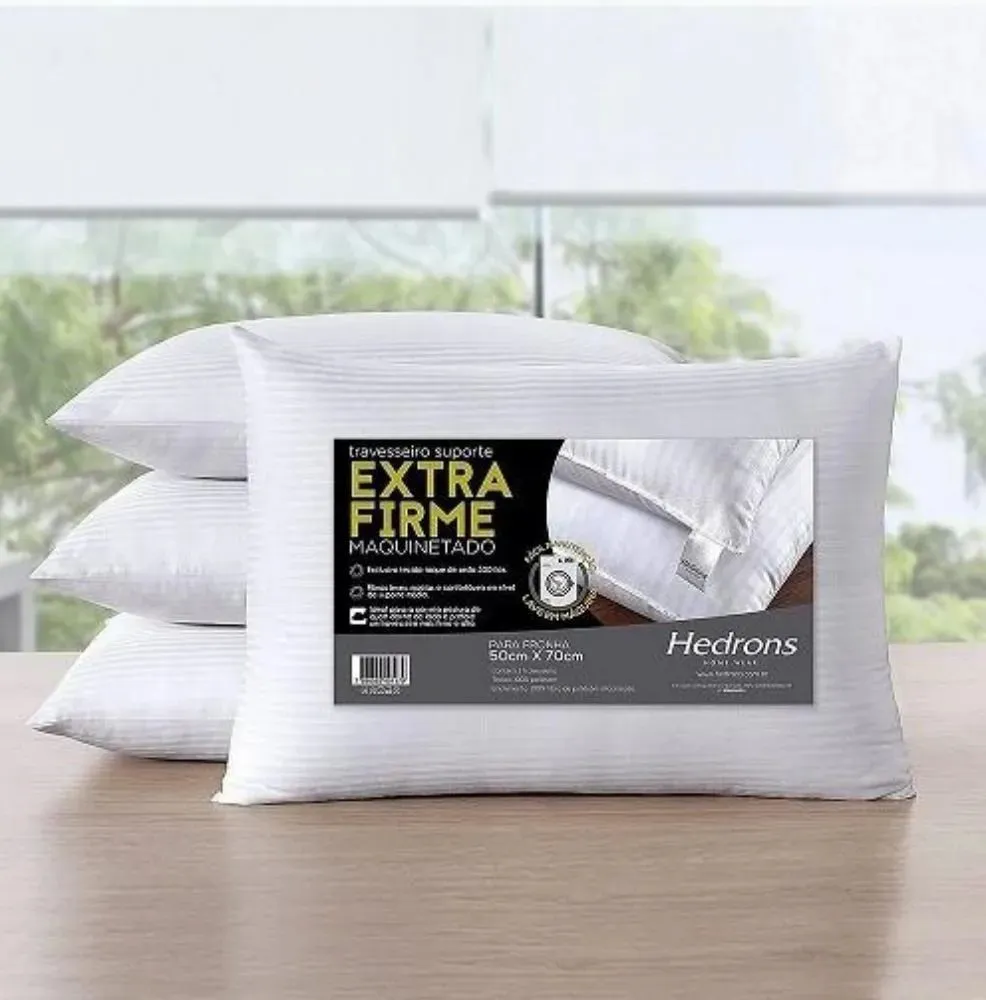 Travesseiro Hedrons Maquinetado Suporte Extra Firme 50 x 70cm Branco