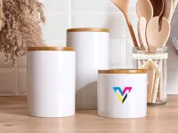 Potes de Cerâmica com Tampa Bambu para Sublimação 16oz  25oz e 30oz   PRÉ VENDA - Foto 3