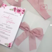 Convite especial com fita artesanal - Foto 4
