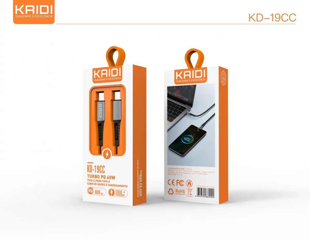 Cabo Tipo-C para Tipo-C Turbo Kaidi KD-19CC 100cm