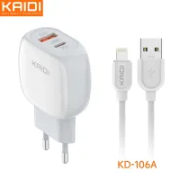 Carregador USB e USB-C para Lightning 20W Kaidi KD-106A - Foto 2