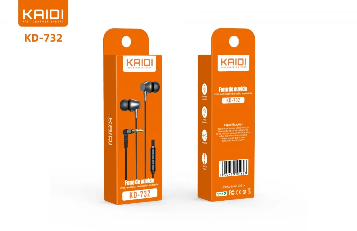 Fone de Ouvido P2 com Microfone Kaidi KD-732