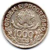 1913 - 1000 Réis - Estrelas Soltas - Prata .900 - Aprox. 10g - 26mm - Moeda Brasil - Foto 2