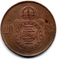 1869 - 20 Réis - Com Ponto (Rs.) - Moeda Brasil Império - Foto 2