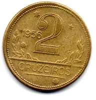 1956 - 2 Cruzeiros - Mapa - Moeda Brasil