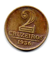 1956 - 2 Cruzeiros - Brasão - Moeda Brasil