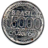 1992 - 5000 Cruzeiros - Comemorativa 2° Centenário da Morte de Tiradentes - Moeda Brasil - C/ Danos