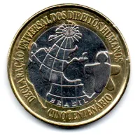 1998 - 1 Real - DH - Comemorativa do Cinquentenário da Declaração Universal dos Direitos Humanos - Moeda Brasil - Polida