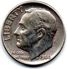 Estados Unidos - 1960D - 10 Cents - Prata .900 - Aprox 2,5g - 17,9mm