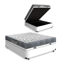 Baú casal Carioca Vz 30+12cm pé + Colchão Resistente Iso 100 Ortopedico D33 18 cm  - Foto 3