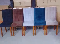 Cadeiras Giulia conjunto 2 Unidades Toda madeira tecido veludo varias cores - Foto 6