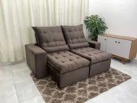 Sofá Retrátil e Reclinável Monaco  Conforto veludão 2mt pilow 15 cm espuma soft - Foto 3
