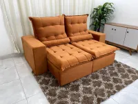 Sofá Retrátil e Reclinável Monaco  Conforto veludão 2mt pilow 15 cm espuma soft - Foto 4