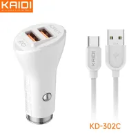Carregador Veicular 2 USB para Tipo-C QC3.0 36W Kaidi KD-302C - Foto 2