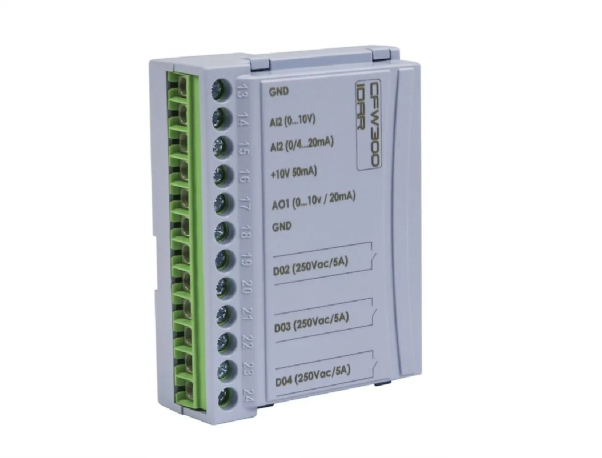 Módulos de Expansão 1 entrada analógica, 1 saída analógica e 3 saídas a relé (E/S) CFW300-IOAR -  WEG