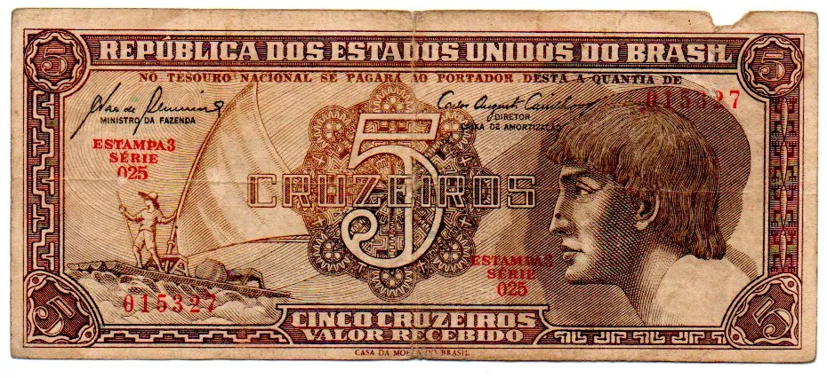 C111 - 5 Cruzeiros - Série 025 - Índio - Data: 1961 - UTG