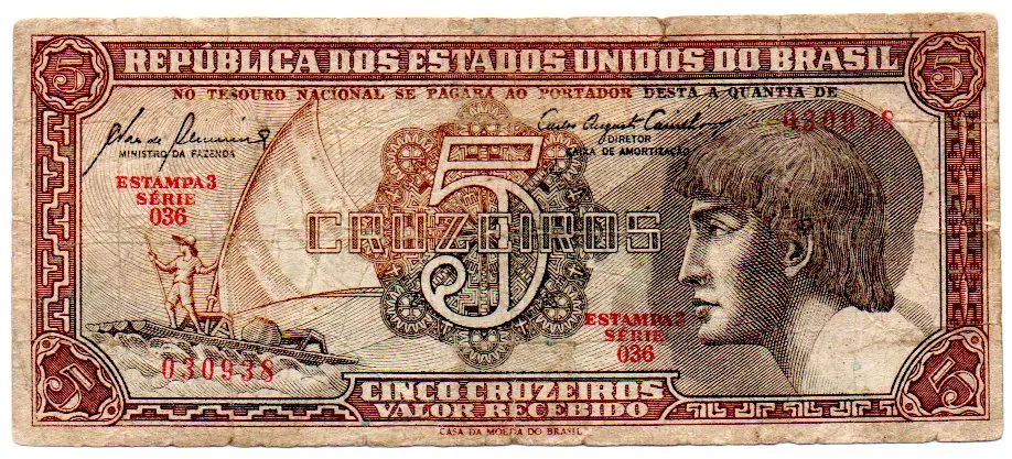 C111 - 5 Cruzeiros - Série 036 - Índio - Data: 1961 - BC
