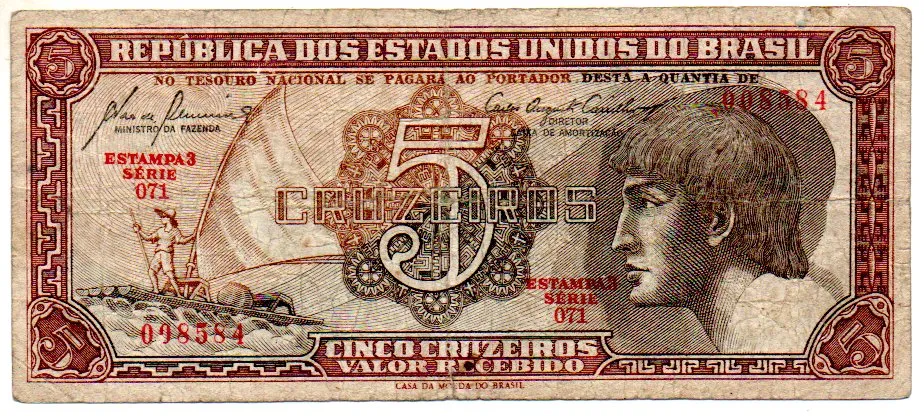 C111 - 5 Cruzeiros - Série 071 - Índio - Data: 1961 - BC