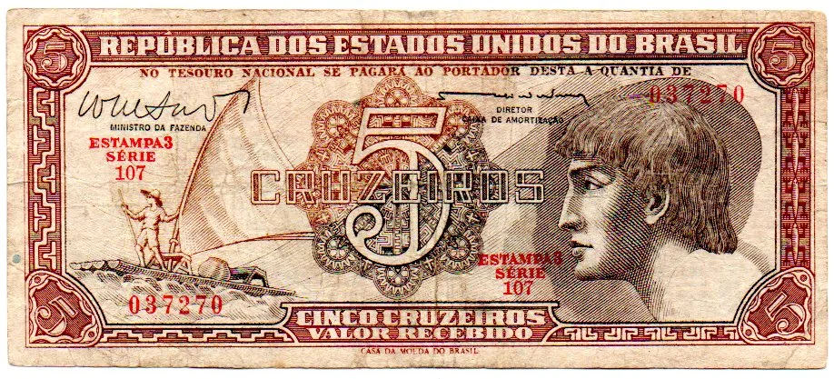C112 - 5 Cruzeiros - Série 107 - Índio - Data: 1962 - BC