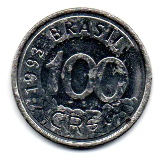 1993 - 100 Cruzeiros Reais - Moeda Brasil - C/ Danos