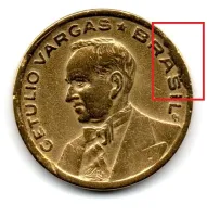 1944 - 20 Centavos - Com Sigla OM - ERRO: Cunho Quebrado - Moeda Brasil