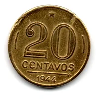 1944 - 20 Centavos - Com Sigla OM - ERRO: Cunho Quebrado - Moeda Brasil - Foto 2