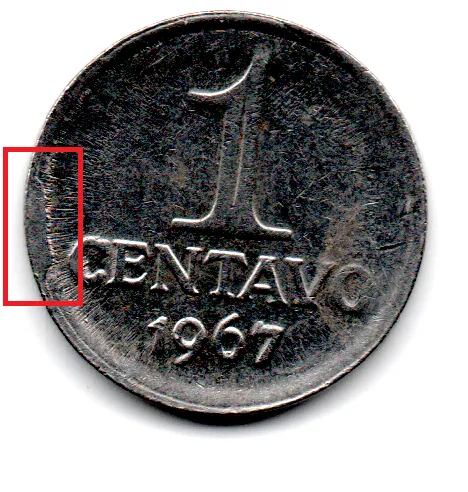 1967 - 1 Centavo - ERRO: Cunho Quebrado - Moeda Brasil Imagem