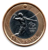 2015 - 1 Real - ERRO: Duplicação (Na Cabeça) - Comemorativa Olimpíadas - Volei - Moeda Brasil - Foto 3