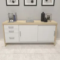 Armário Credenza Executivo 1600 Tamburato 50mm com Gavetas e Portas de Correr  - Foto 2
