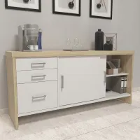 Armário Credenza Executivo 1600 Tamburato 50mm com Gavetas e Portas de Correr  - Foto 8