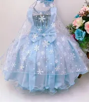 Vestido Festa Elsa Frozen com Capa Lig Lig - Foto 6