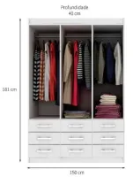 Guarda-Roupa Bergamo 6 Portas 9 Gavetas 1,50 - Foto 4
